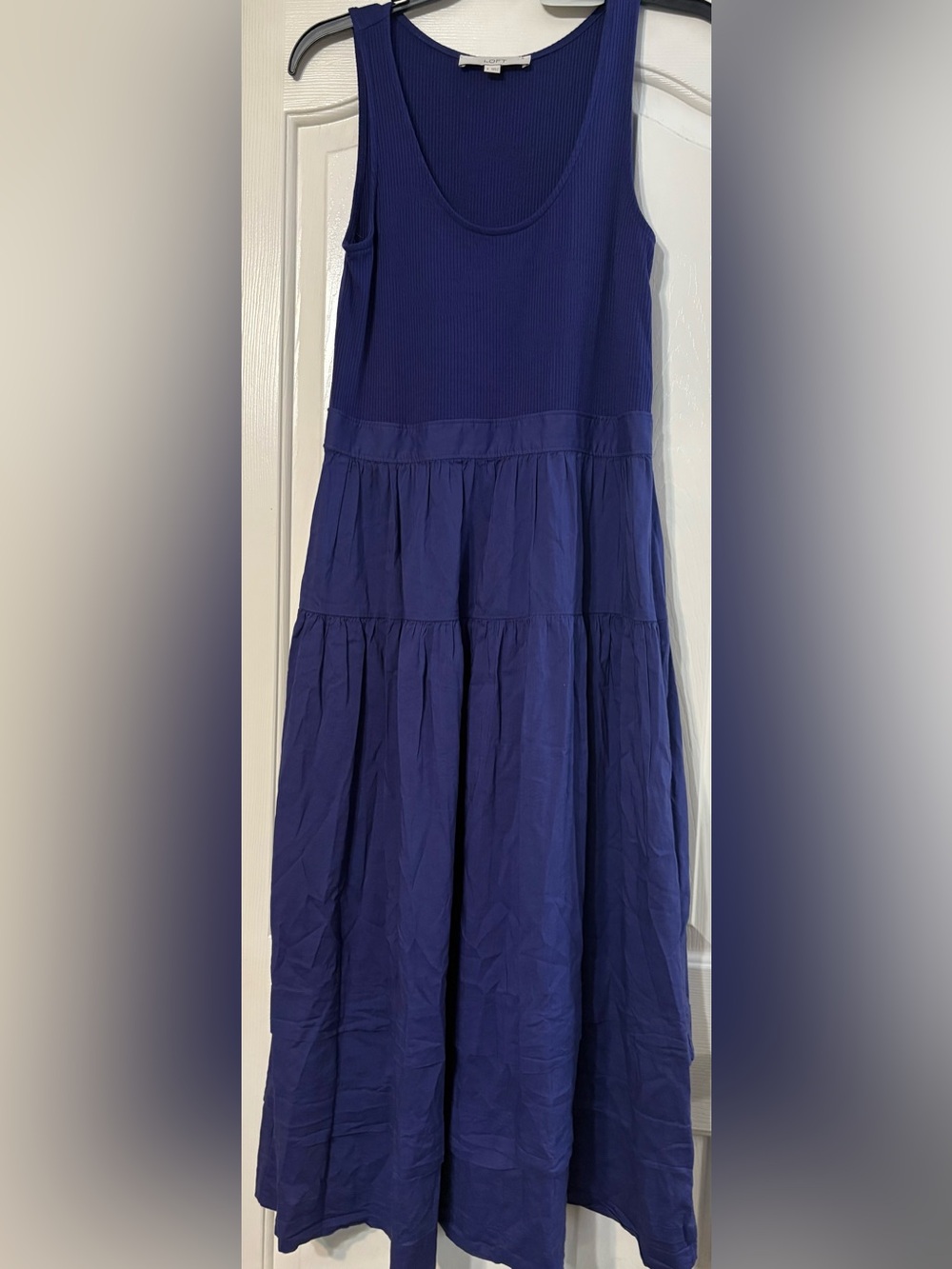 LOFT Navy Tiered Maxi Skirt